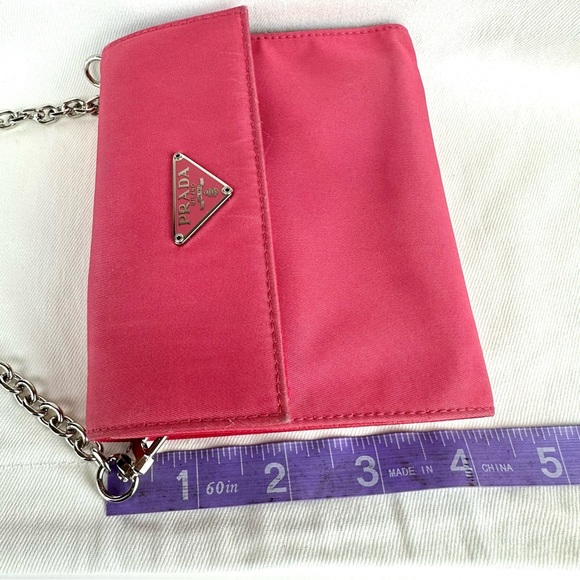 Prada watermelon pink nylon compact wallet on chain crossbody bag - Picture 15 of 15